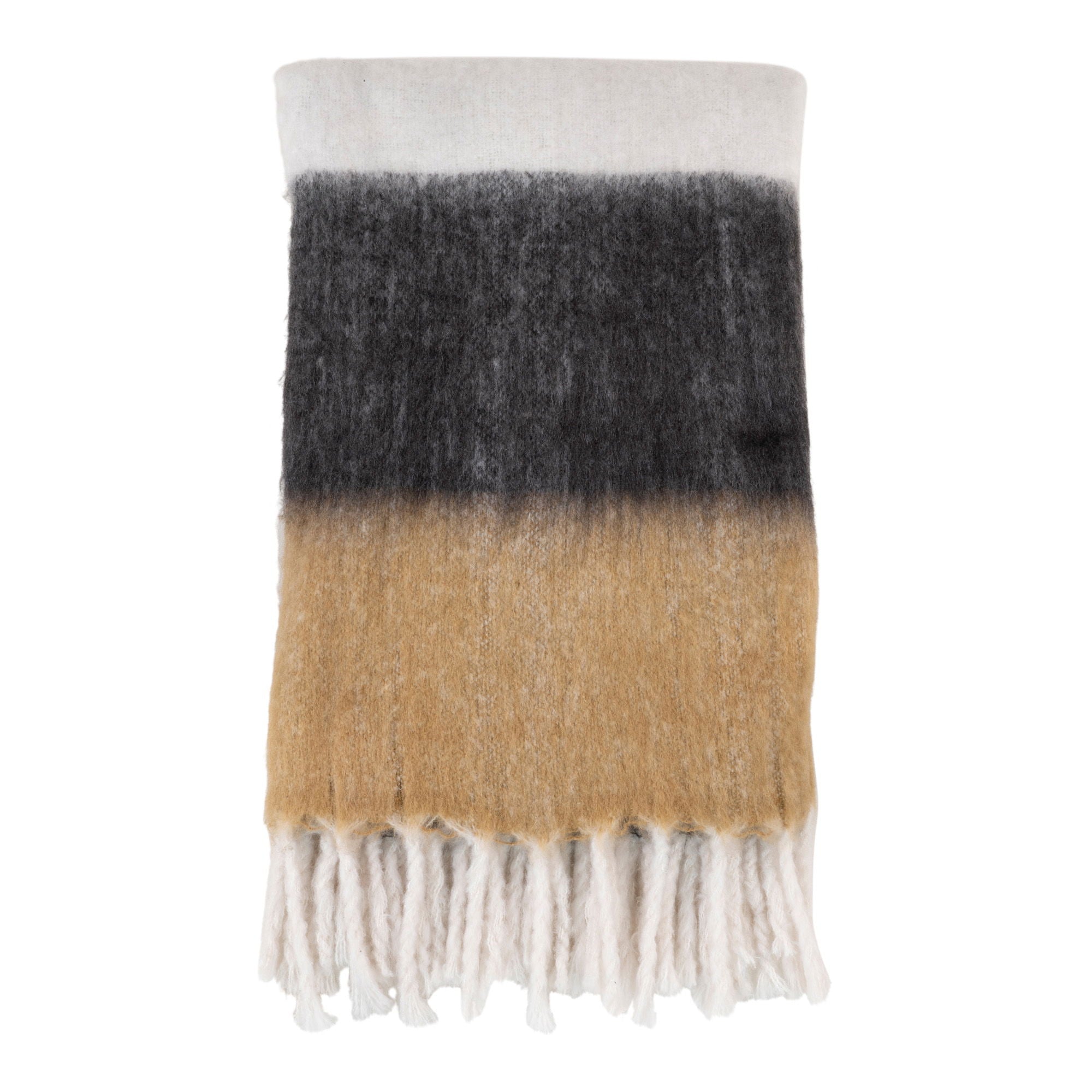 Farbe Sintra – Decke, Acryl, schwarz/weiß/braun, 130×170 cm